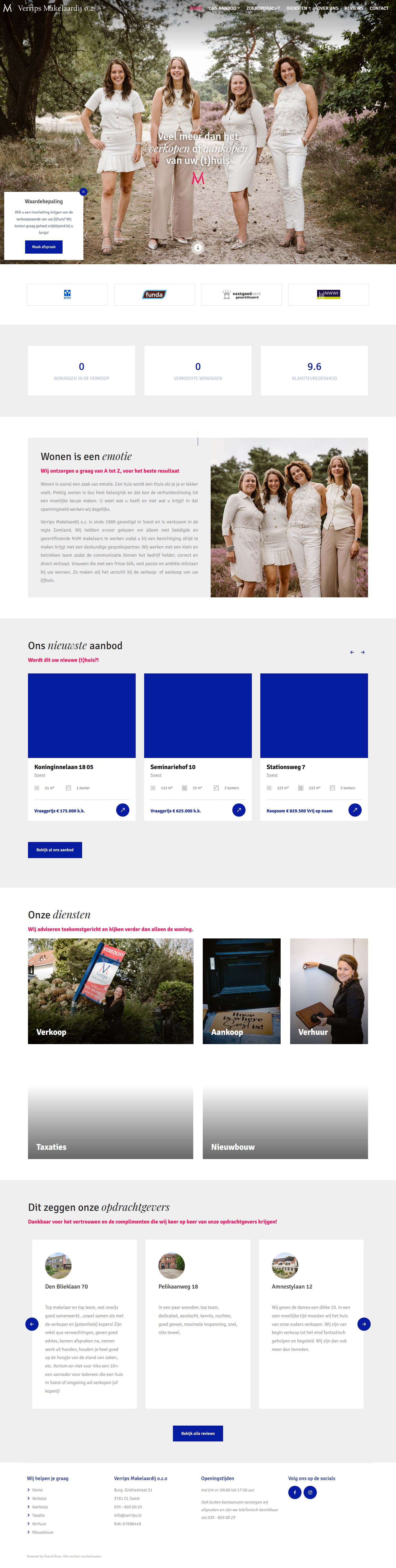 Screenshot der Website von www.verrips.nl