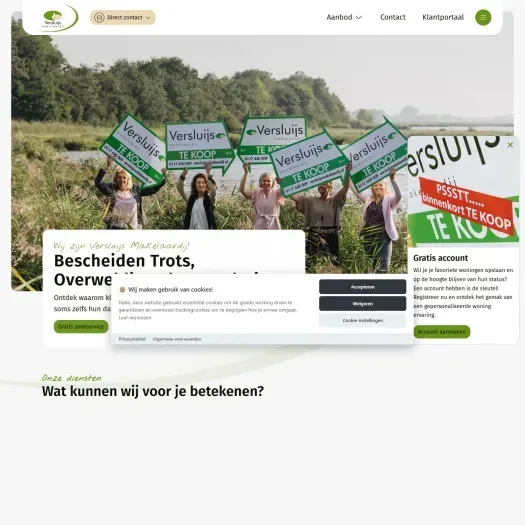 Screenshot of the website of www.versluijsmakelaardij.nl