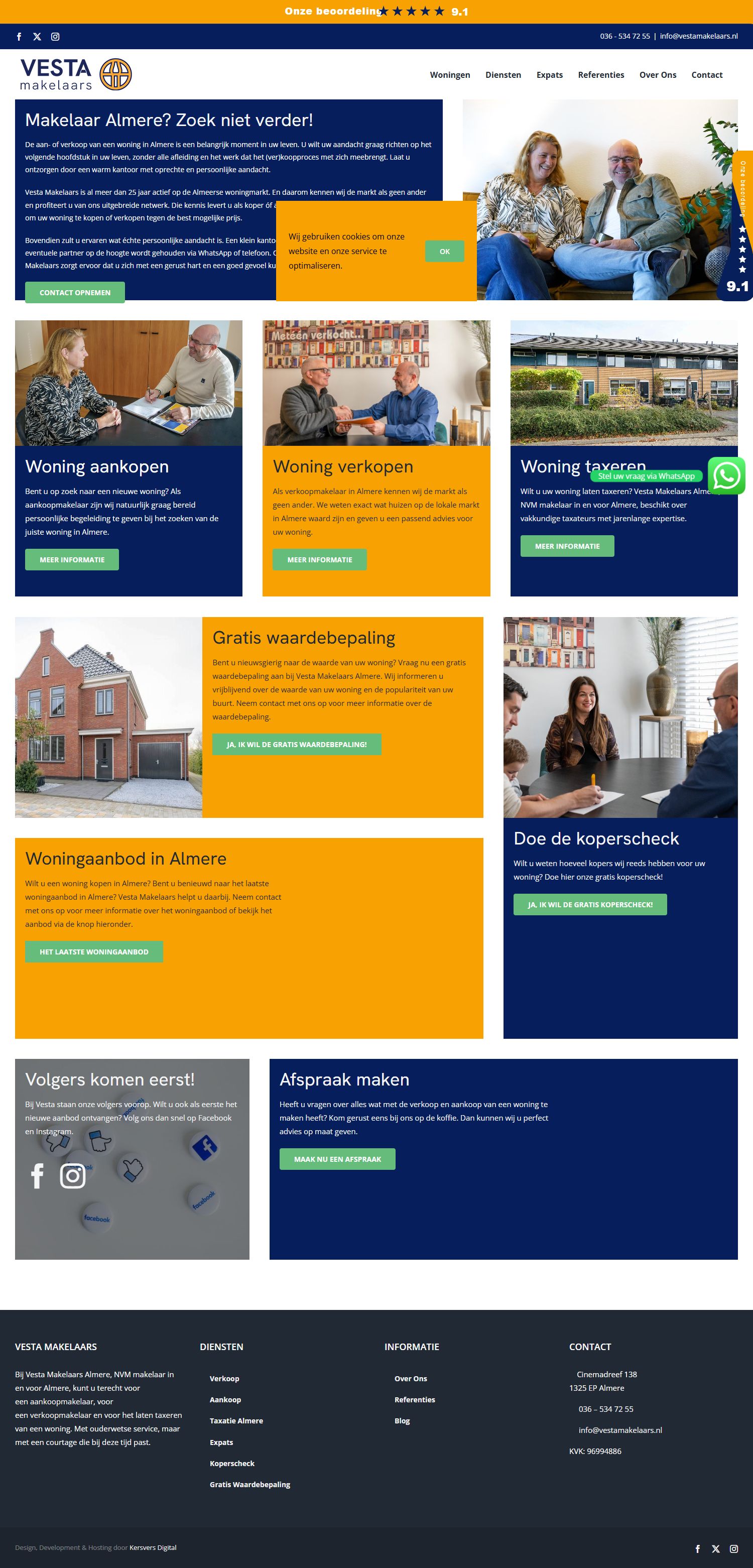 Capture d'écran du site web de www.vestamakelaars.nl