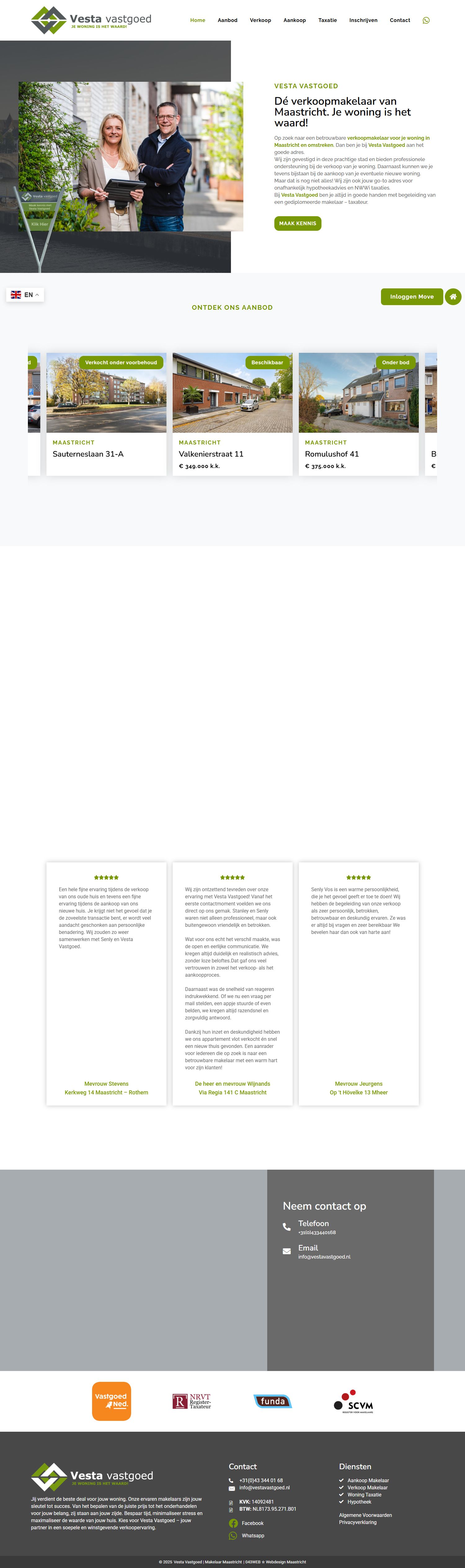 Screenshot der Website von www.vestavastgoed.nl