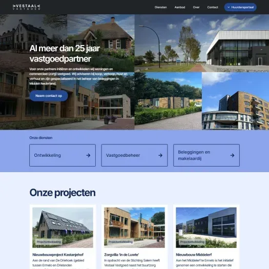 Screenshot of the website of www.vestaalvastgoed.nl
