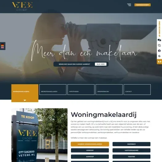 Screenshot van de website van www.vetebe.nl