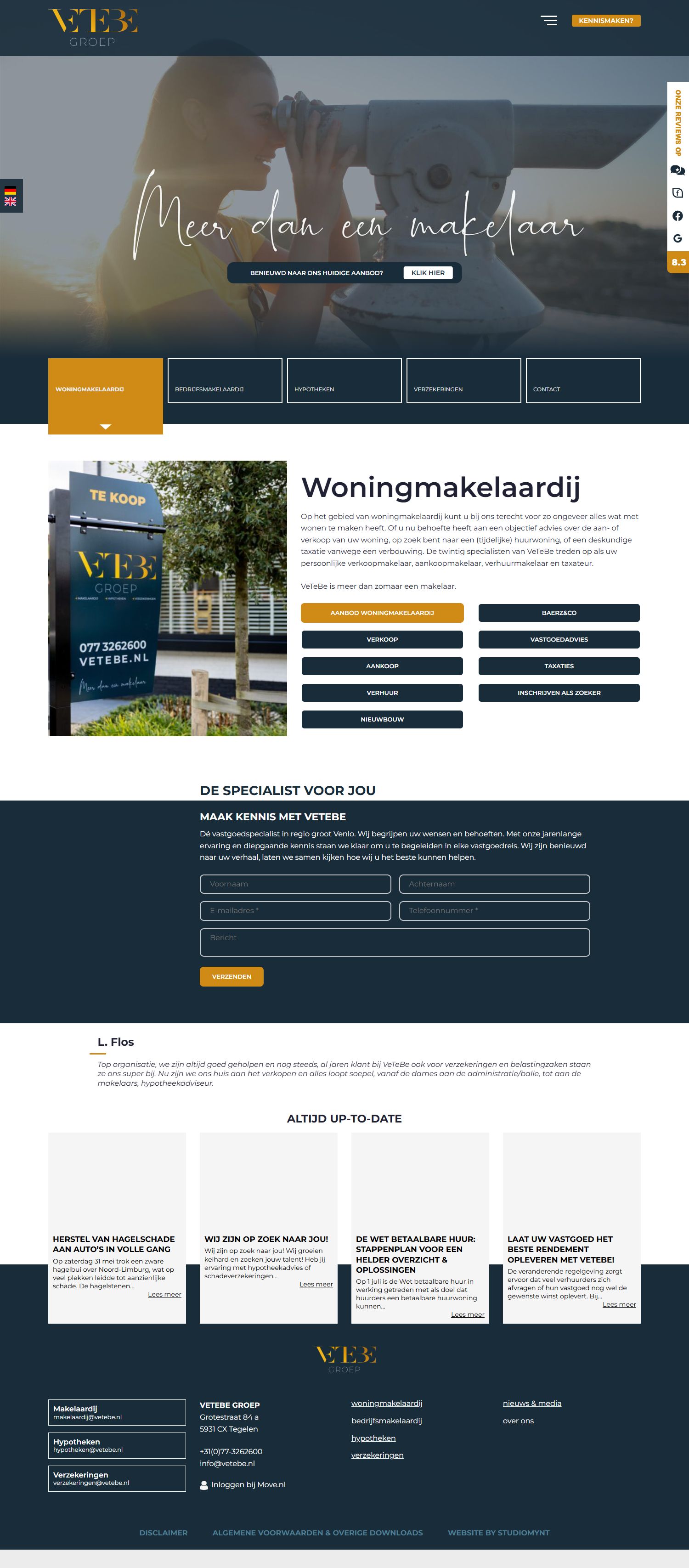Screenshot der Website von www.vetebe.nl