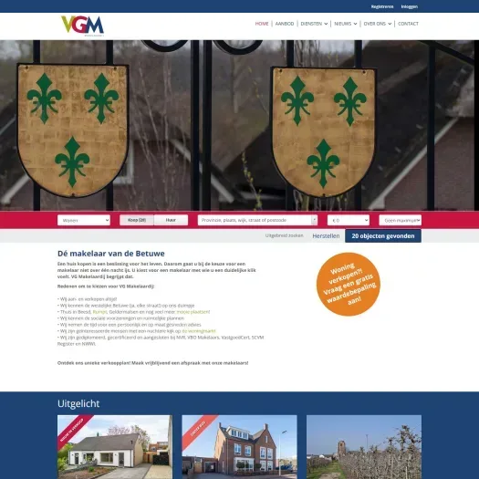Capture d'écran du site web de www.vg-makelaardij.nl