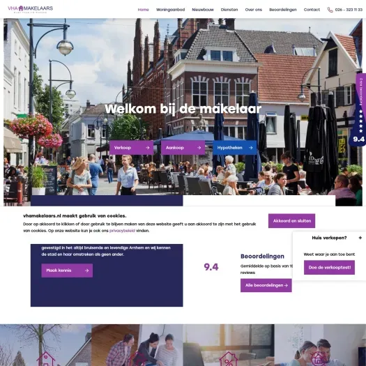 Screenshot van de website van www.vhamakelaars.nl