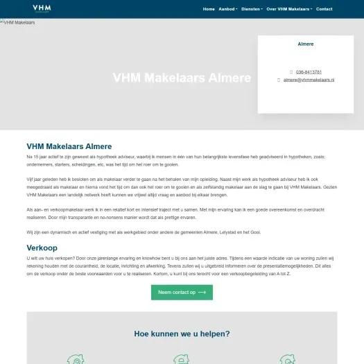 Screenshot der Website von www.vhmmakelaars.nl