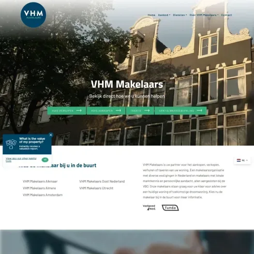 Screenshot of the website of www.vhmmakelaars.nl