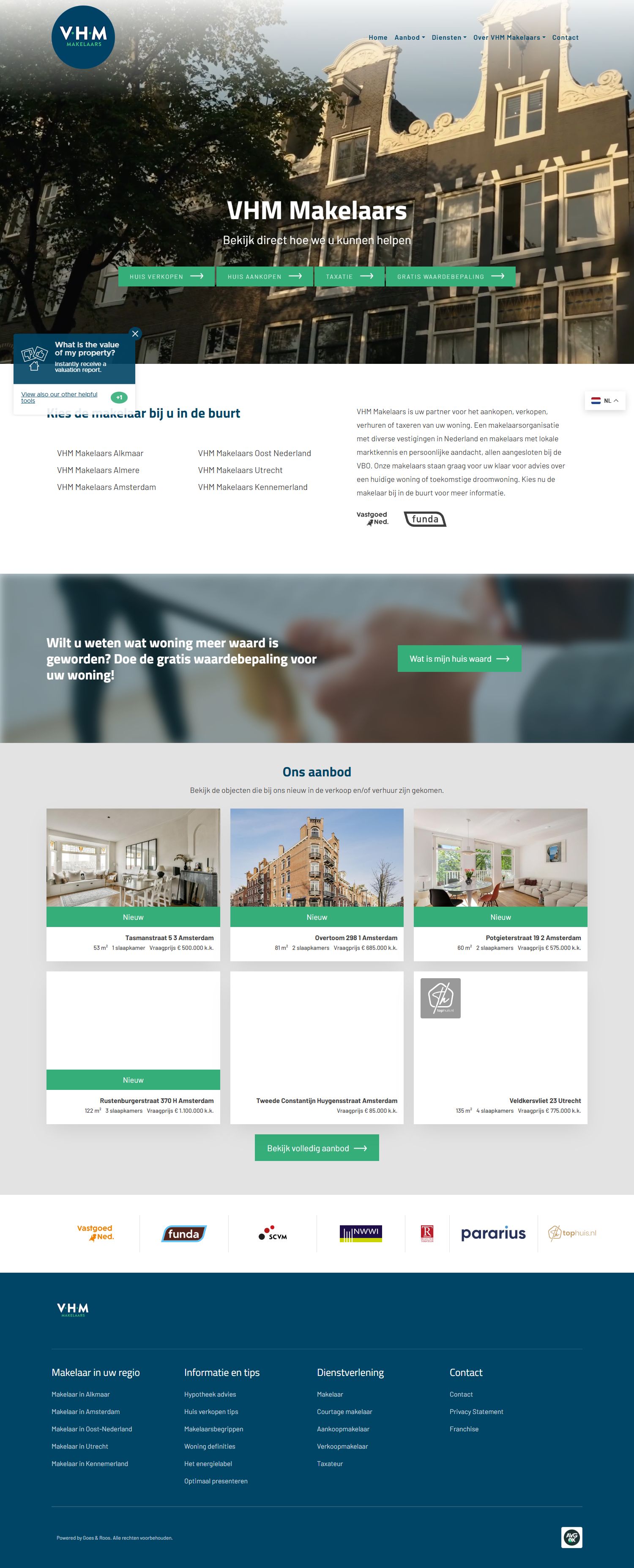 Screenshot of the website of www.vhmmakelaars.nl