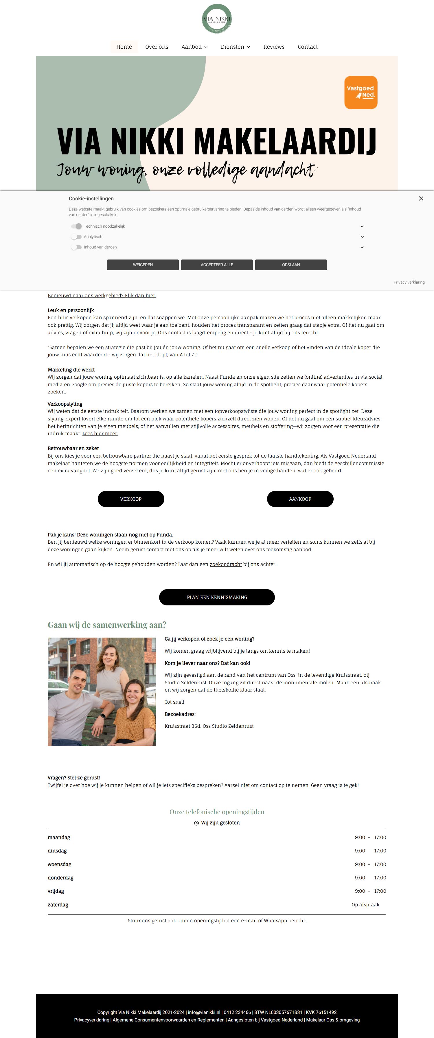 Screenshot der Website von www.vianikki.nl