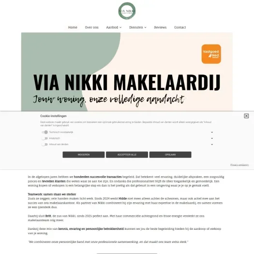 Screenshot van de website van www.vianikki.nl