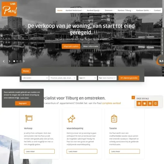 Screenshot van de website van www.viapaulmakelaardij.nl