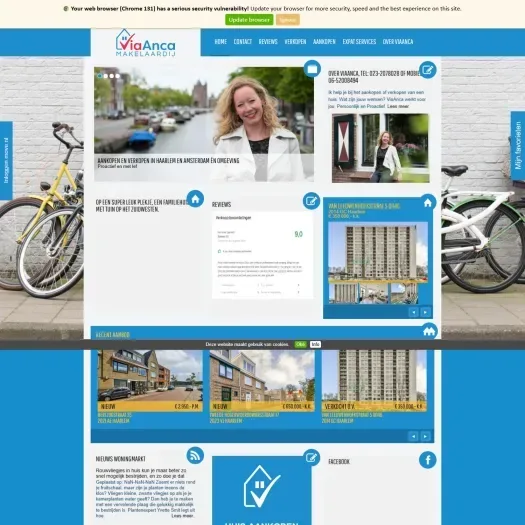 Screenshot of the website of www.viaanca.nl