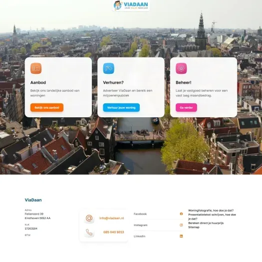 Screenshot van de website van www.viadaan.nl