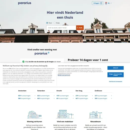 Screenshot of the website of www.viadaan.nl