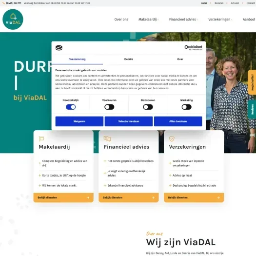 Screenshot van de website van www.viadal.nl