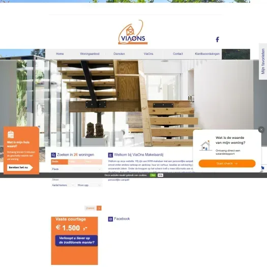 Screenshot van de website van www.viaons.nl