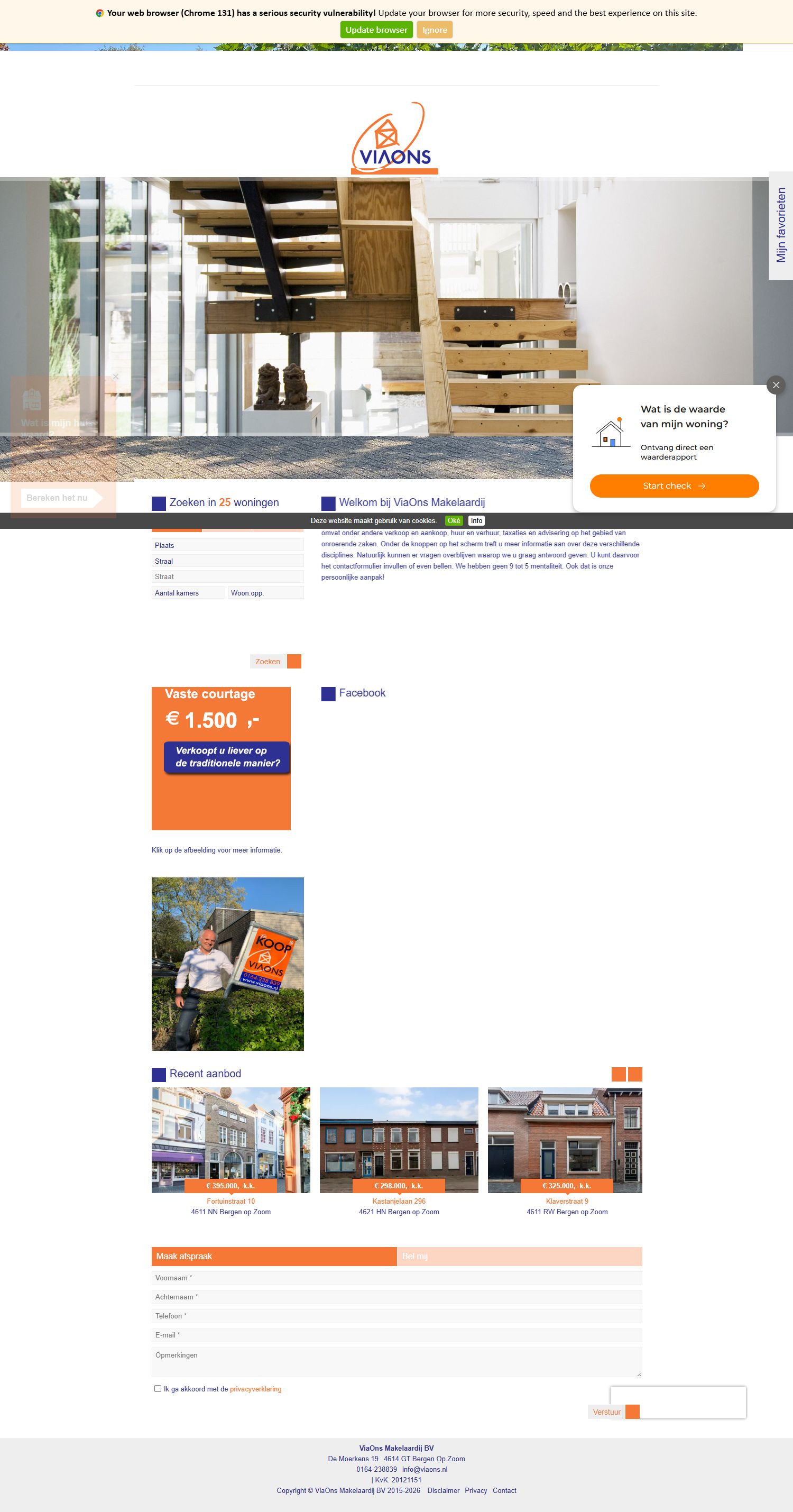 Screenshot der Website von www.viaons.nl