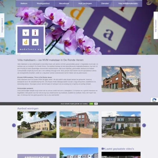Screenshot van de website van www.vidamakelaars.nl