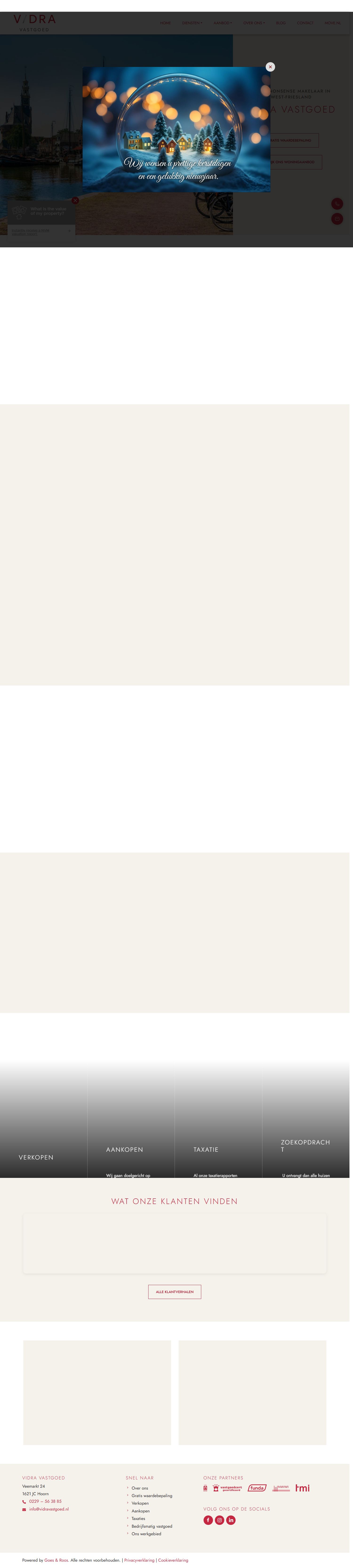 Screenshot der Website von www.vidravastgoed.nl