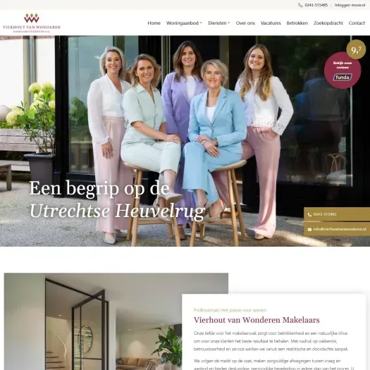 Screenshot van de website van www.vierhoutvanwonderen.nl