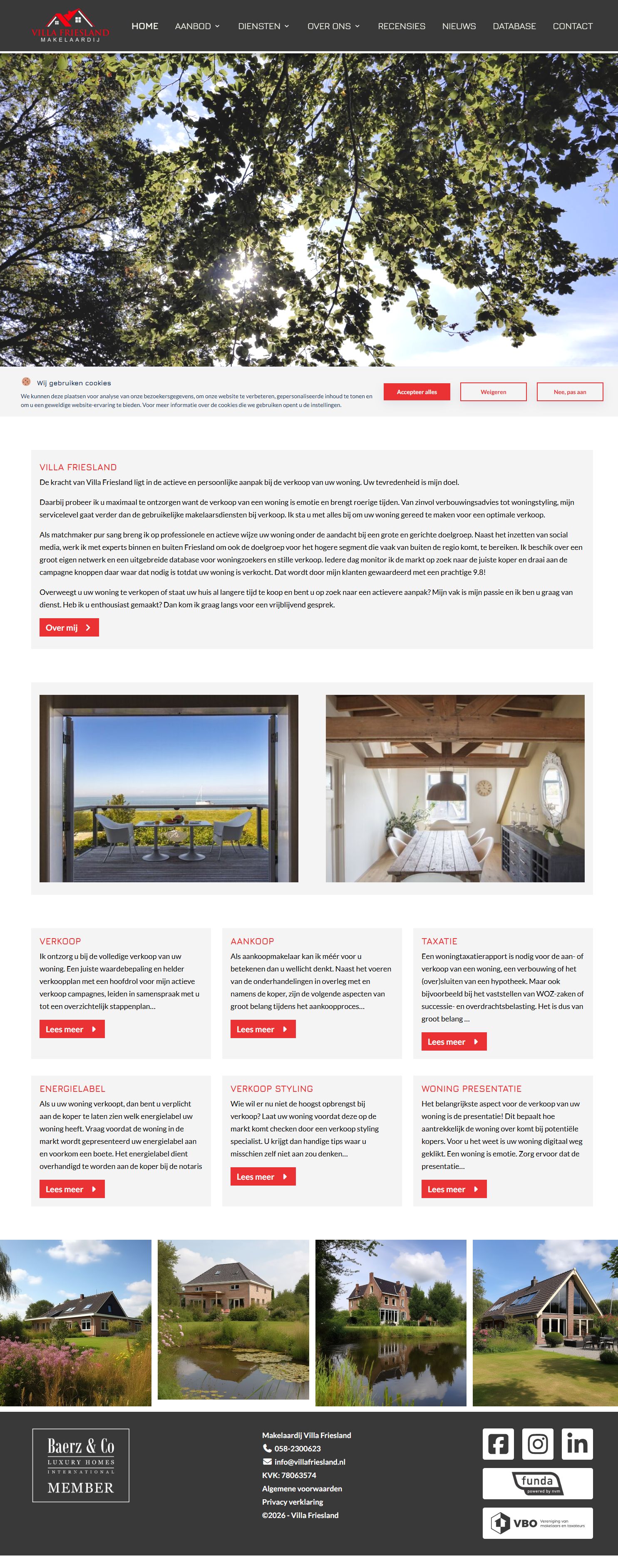 Screenshot der Website von www.villafriesland.nl