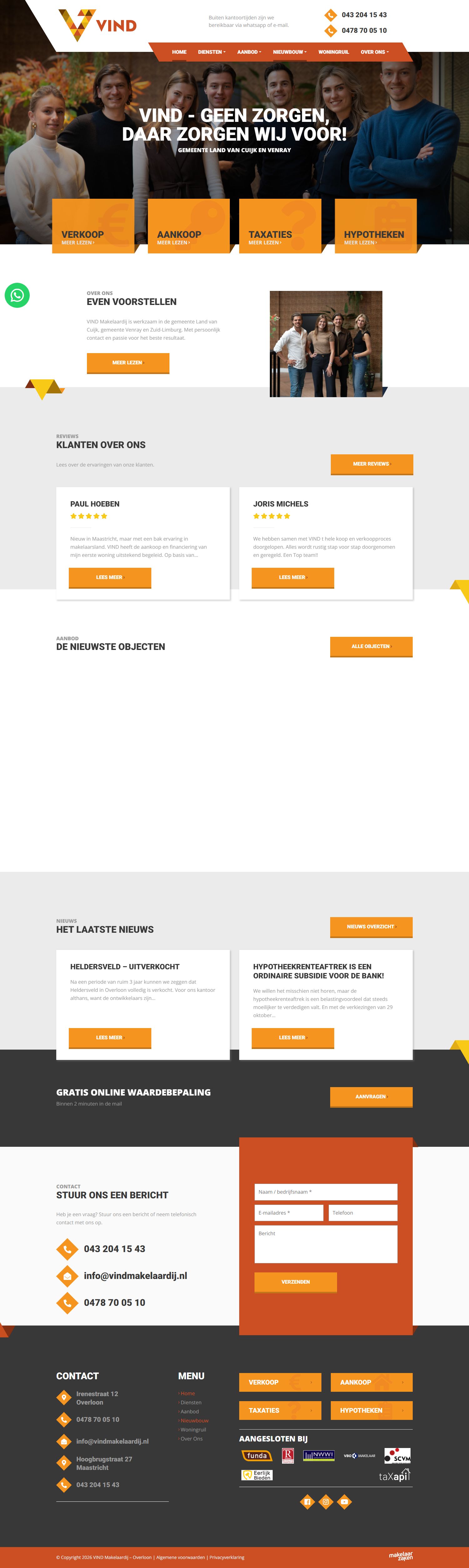 Screenshot der Website von www.vindmakelaardij.nl