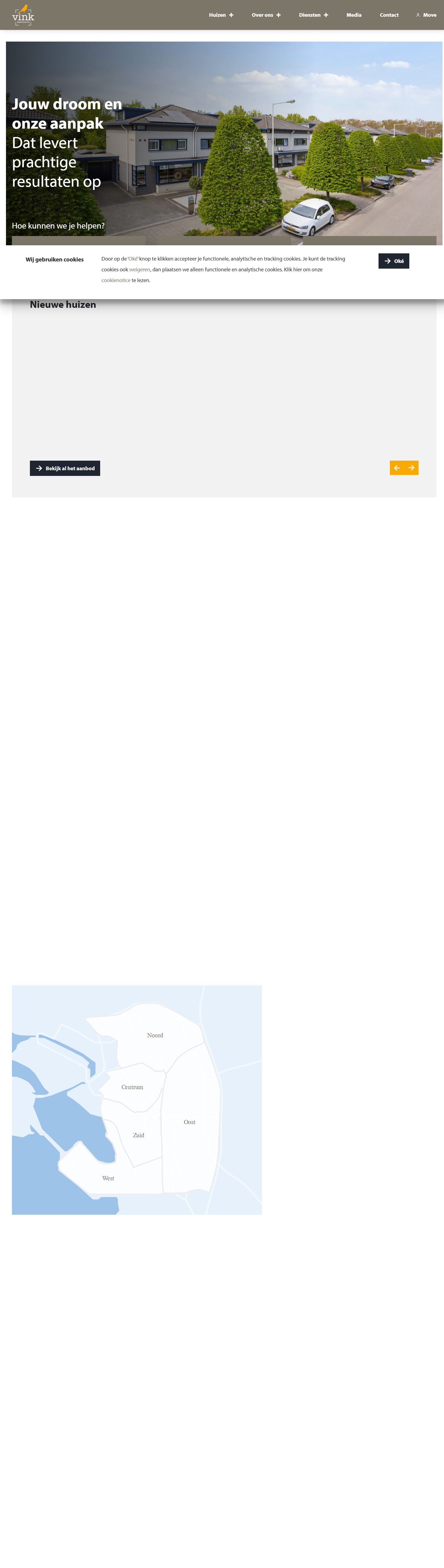 Screenshot der Website von www.vinkmakelaardij.com