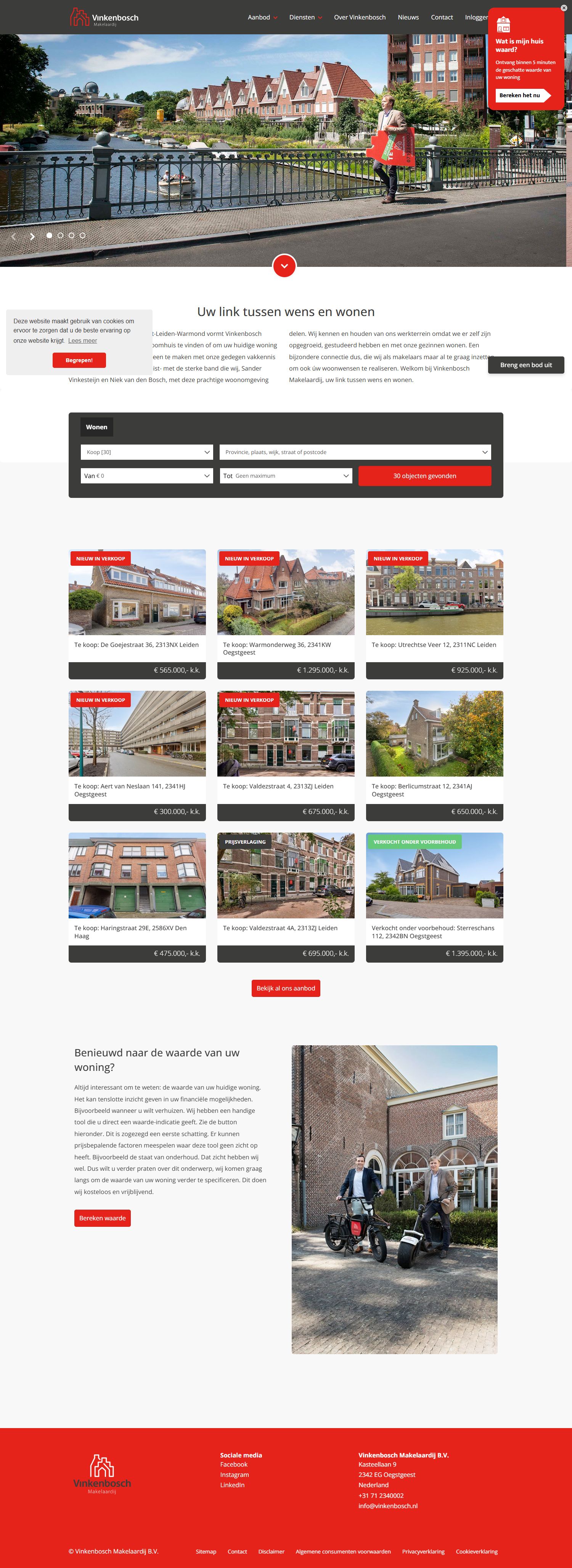 Screenshot der Website von www.vinkenbosch.nl