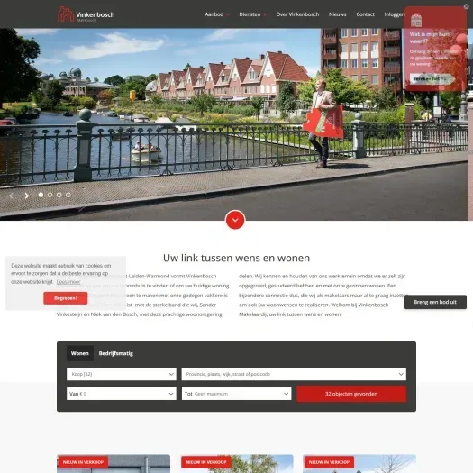 Screenshot van de website van www.vinkenbosch.nl