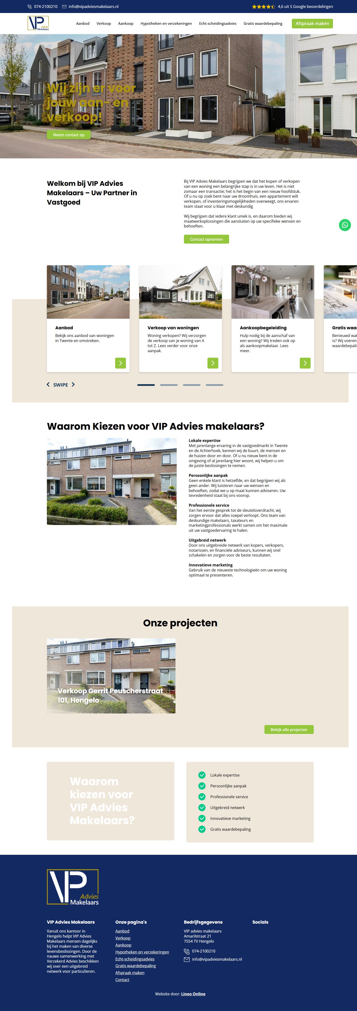 Screenshot der Website von www.vipadviesmakelaars.nl