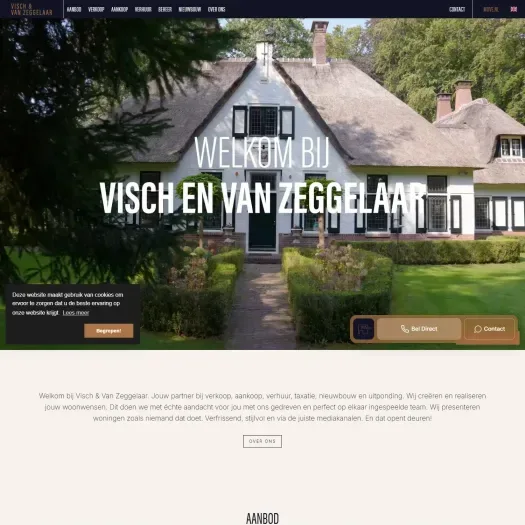 Screenshot of the website of www.visch-vanzeggelaar.nl