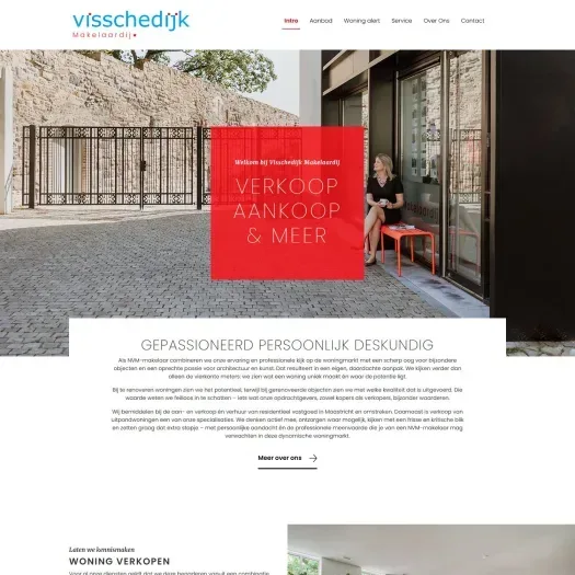 Screenshot van de website van www.visschedijkmakelaardij.nl