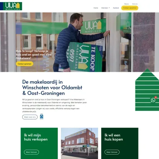 Screenshot van de website van www.vivamakelaars.nl