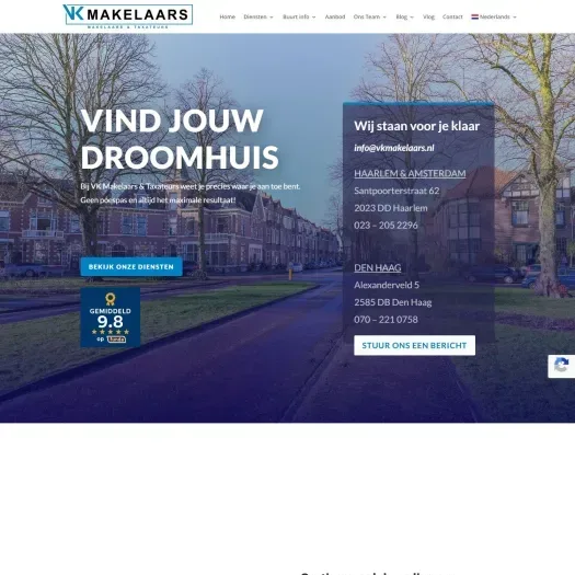 Capture d'écran du site web de www.vkmakelaars.nl