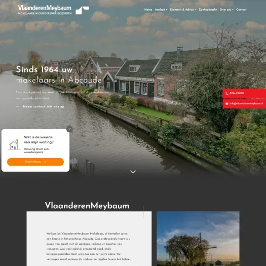 Screenshot van de website van www.vlaanderenmeybaum.nl