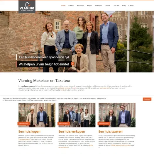 Screenshot of the website of www.vlamingmakelaardij.nl