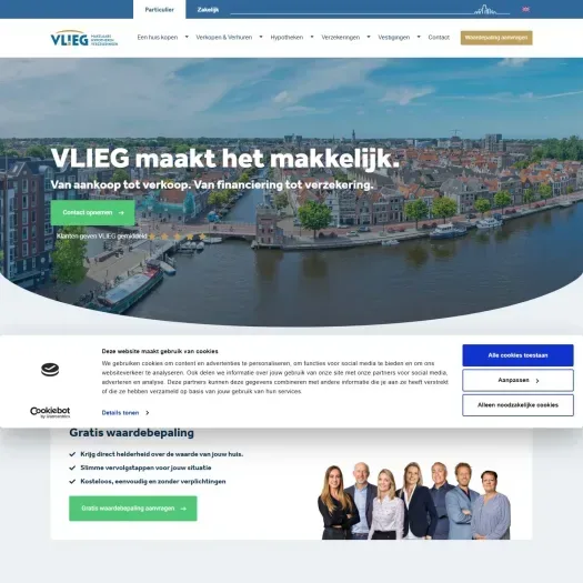 Screenshot van de website van www.vlieg.nl
