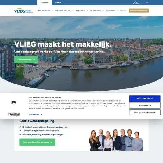 Screenshot van de website van www.vlieg.nl