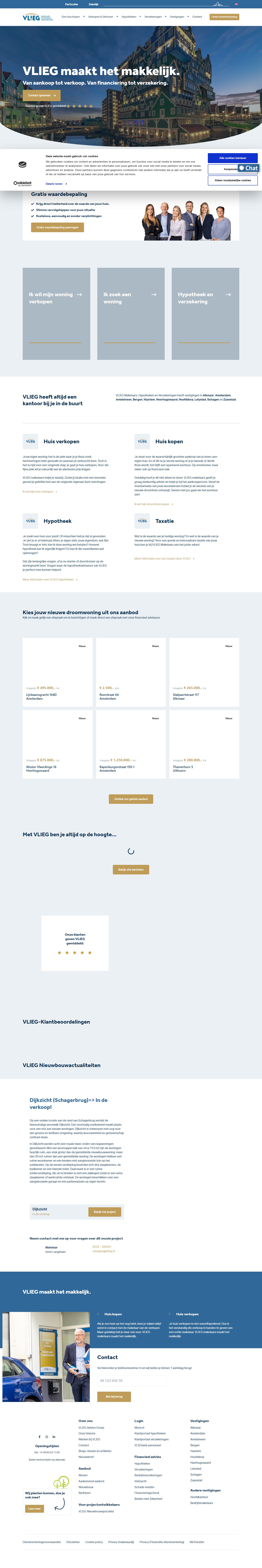 Screenshot der Website von www.vlieg.nl