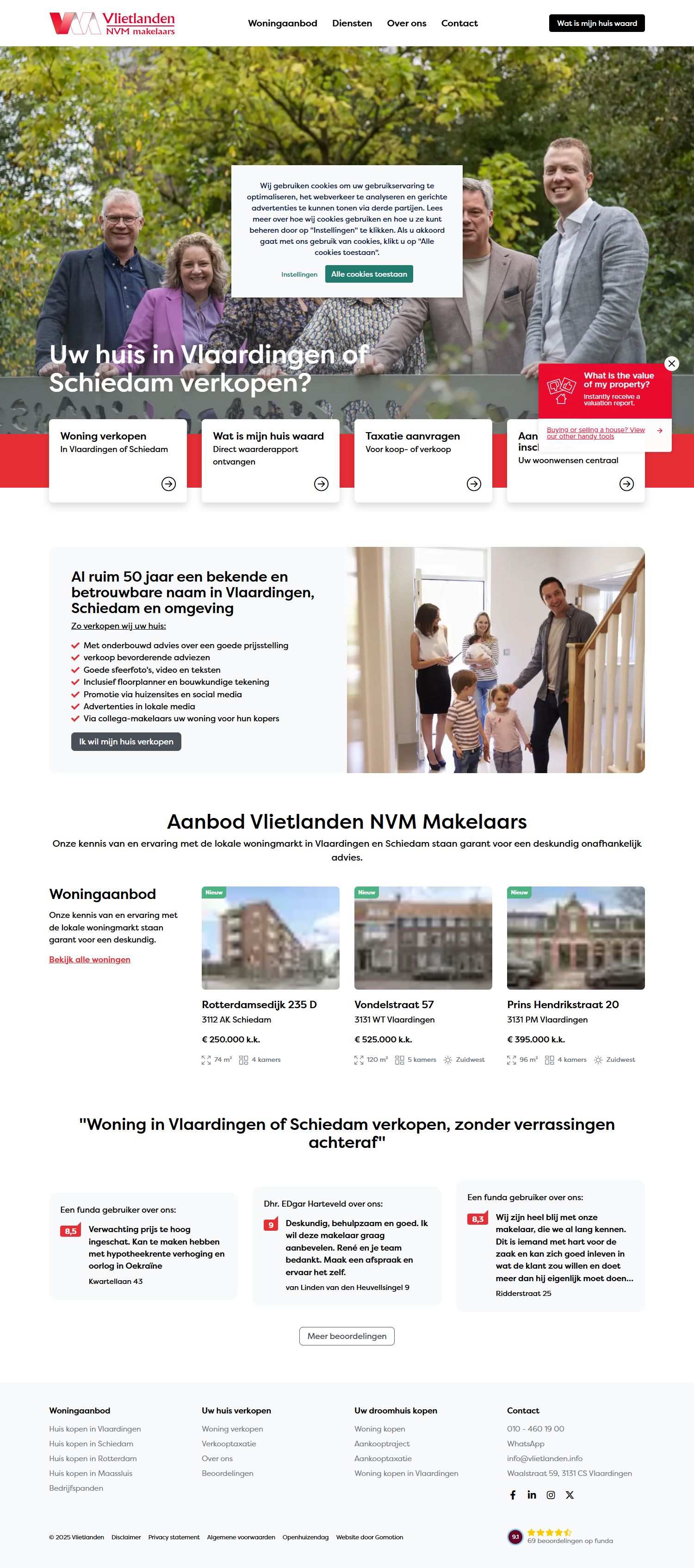 Screenshot der Website von www.vlietlanden.info