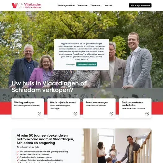 Screenshot van de website van www.vlietlanden.info
