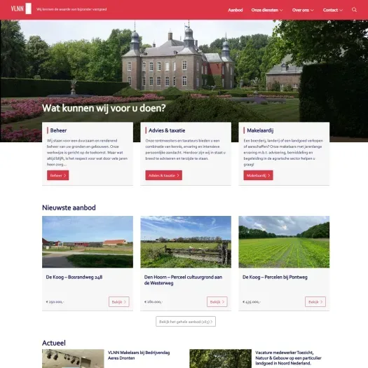 Screenshot van de website van www.vlnn.nl