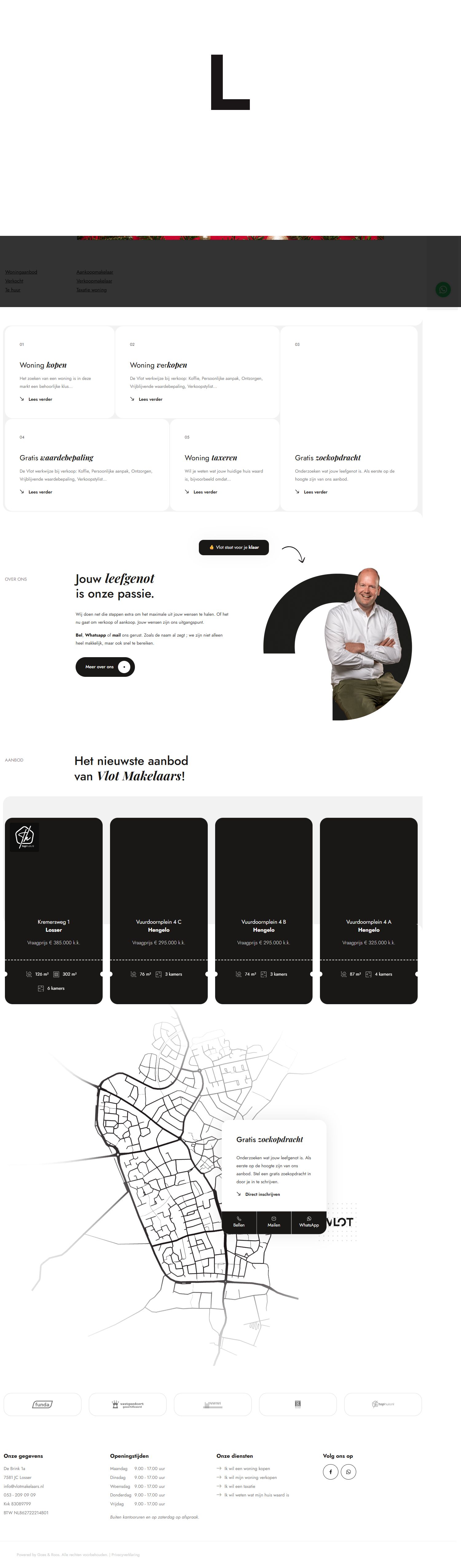 Screenshot of the website of www.vlotmakelaars.nl