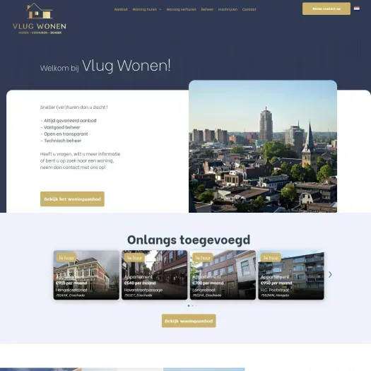 Screenshot of the website of www.vlugwonen.nl