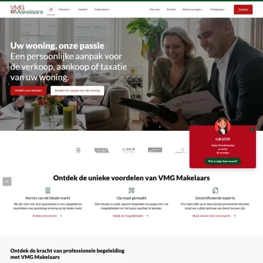 Screenshot of the website of www.vmg-makelaars.nl
