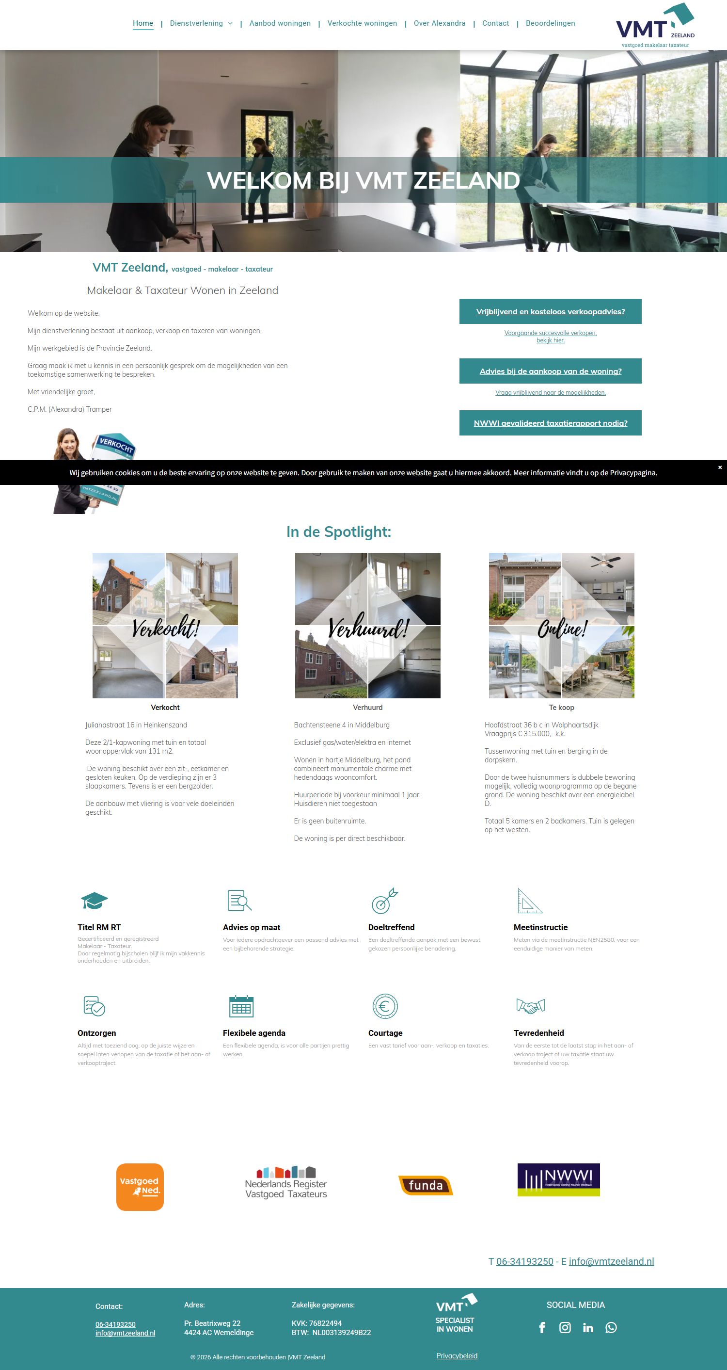 Screenshot of the website of www.vmtzeeland.nl