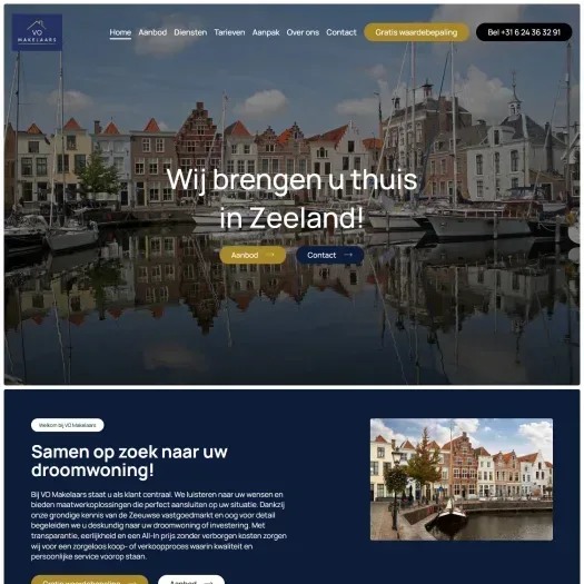 Screenshot of the website of www.vomakelaars.nl
