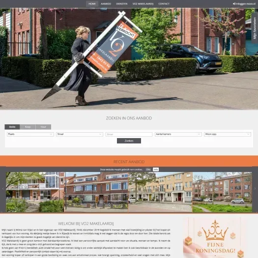 Screenshot van de website van www.vo2makelaardij.nl