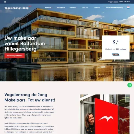 Screenshot van de website van www.vogelenzangdejong.nl