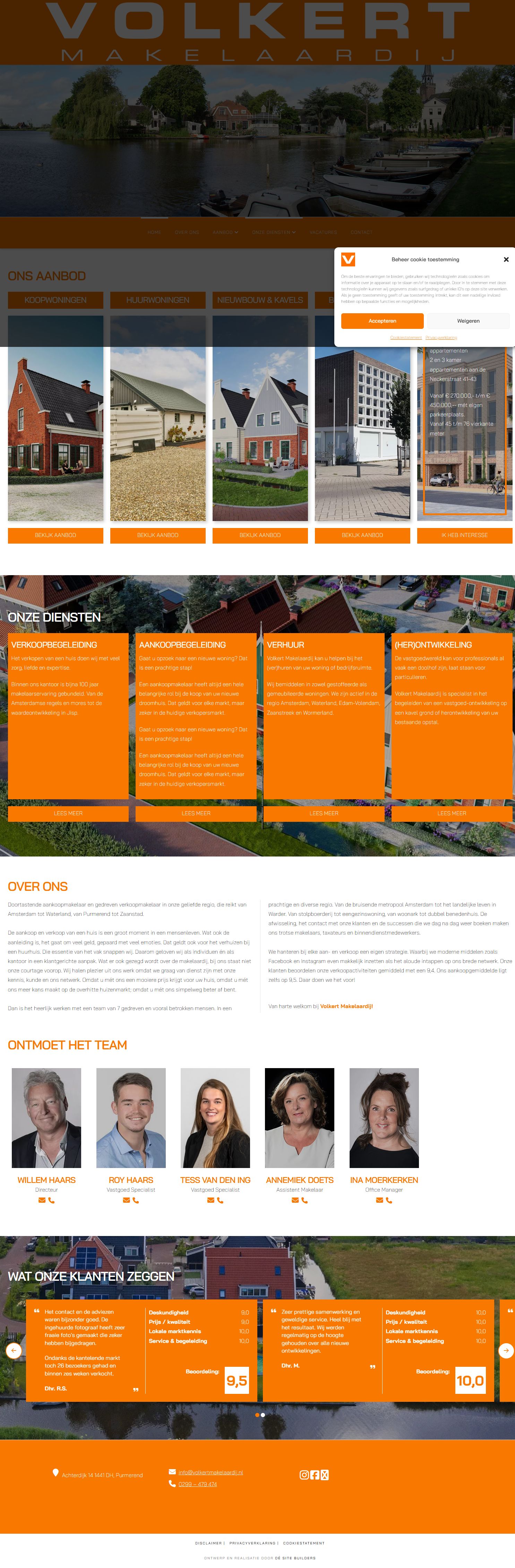 Screenshot der Website von volkertmakelaardij.nl